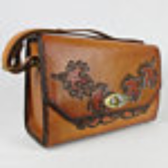 Vintage 50s 60s Hand Tooled Leather Western Purse - Picture 3 of 8
